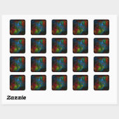 Sticker Carré d'art Abstrait Genesis Blue (Feuille)