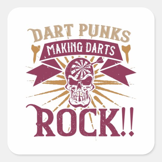 Sticker Carré Darts - Dart Punks Fabriquant Darts Rock! (Devant)