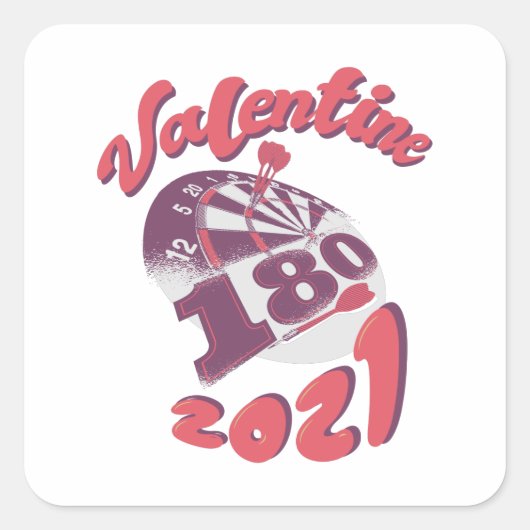 Sticker Carré Darts est ma Saint Valentin 2021 (Devant)