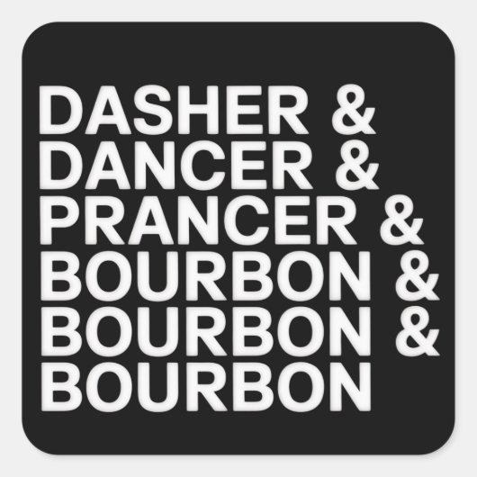 Sticker Carré Dasher Dancer Prancer & Bourbon Noël Vacances (Devant)