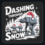 Sticker Carré Dashing through the Snow Christmas Family Holiday<br><div class="desc">Dashing through the Snow Christmas Family Holiday</div>