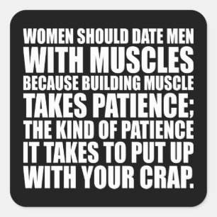 Sticker Carré Date Men With Muscles - Funky Bodybuilding