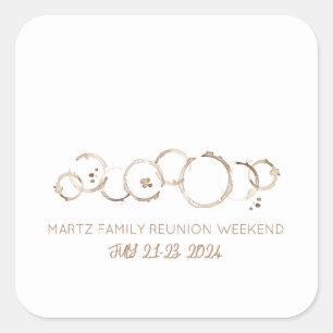 Sticker Carré Dates de l'événement Family Reunion Coffee Rings