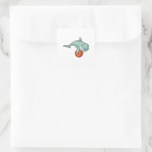 Sticker Carré Dauphin avec basket (Sac)