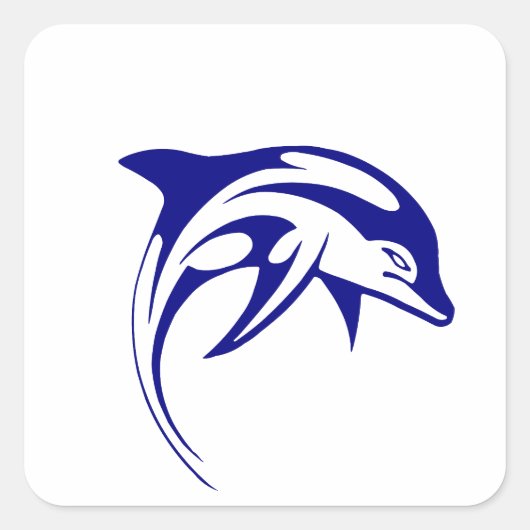 Sticker Carré Dauphin bleu (Devant)