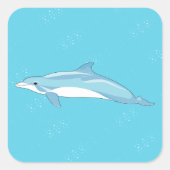 Sticker Carré Dauphin bleu mignon sur la plage (Devant)