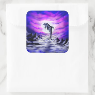 Sticker Carré Dauphin clair de lune