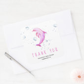Sticker Carré Dauphin d'aquarelle - merci baby shower (Enveloppe)