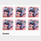 Sticker Carré Dauphin mignon (Feuille)