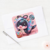 Sticker Carré Dauphin mignon (Enveloppe)