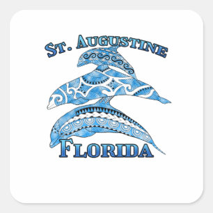 Sticker Carré Dauphins tribaux de vacances à St. Augustine Flori