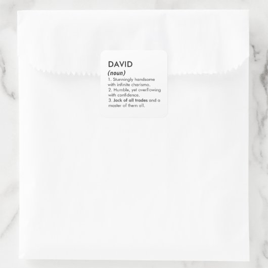 Sticker Carré David name, Editable name, Custom name (Sac)