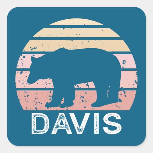 Sticker Carré Davis West Virginia Retro Bear (Devant)