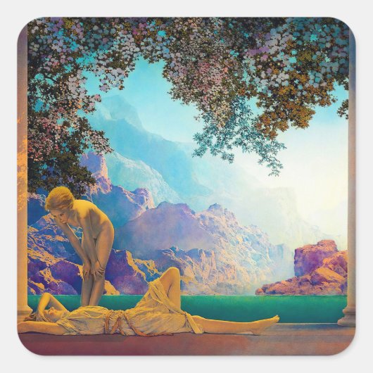 Sticker Carré Daybreak, 1922 par Maxfield Parrish (Devant)