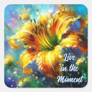 Sticker Carré Daylilies Daylilies Fleur Jaune Impresionniste Tur