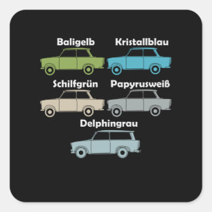 Sticker Carré DDR Trabi toutes les couleurs du carton