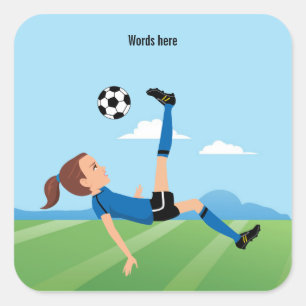 Sticker Carré de 3 pouces Joueuse de football fémi