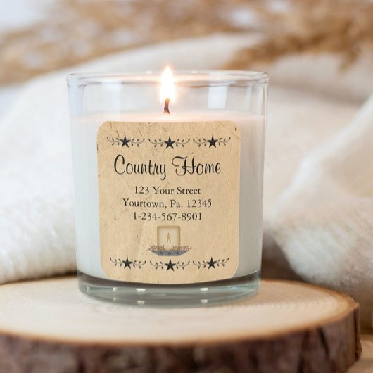 Sticker Carré de bougie à la frontière étoilée