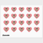 Sticker Carré de coeur de Chien Pomeranian Valenti (Feuille)