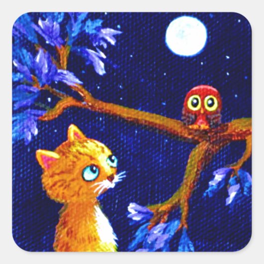 Sticker Carré de Creationarts Tabby Chat Orange Fu (Devant)