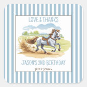 Sticker Carré De deux courses d'anniversaire équestre (Devant)