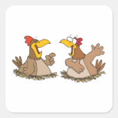Sticker Carré de deux poulets à discussion (Devant)