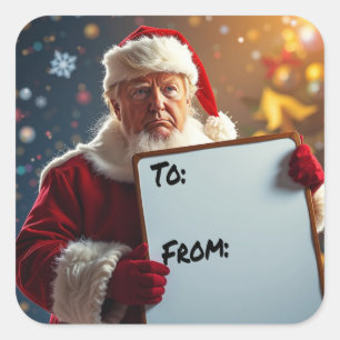 Sticker Carré De Donald Trump au Père Noël