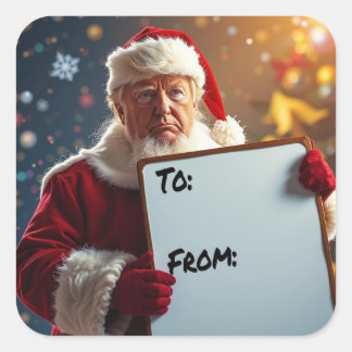 Sticker Carré De Donald Trump au Père Noël