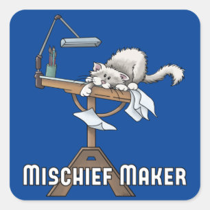 Sticker Carré de fabricant de désordre de chat b