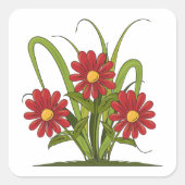 Sticker Carré de fleurs rouges profondes (Devant)