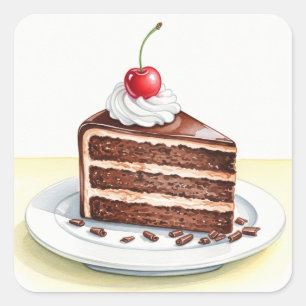 Sticker Carré de gâteau au chocolat