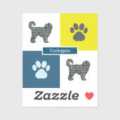 Sticker Carré de grille Y&B pour chien Cockapoo Silhouette (Feuille)