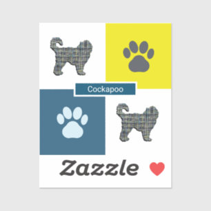 Sticker Carré de grille Y&B pour chien Cockapoo Silhouette