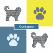 Sticker Carré de grille Y&B pour chien Cockapoo Silhouette (Recto)