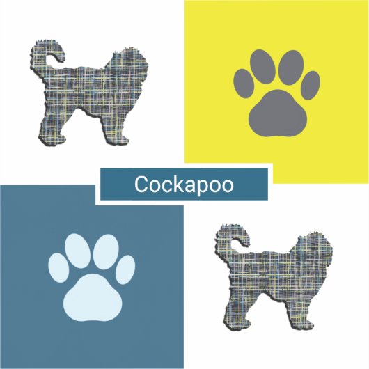 Sticker Carré de grille Y&B pour chien Cockapoo Silhouette (Recto)