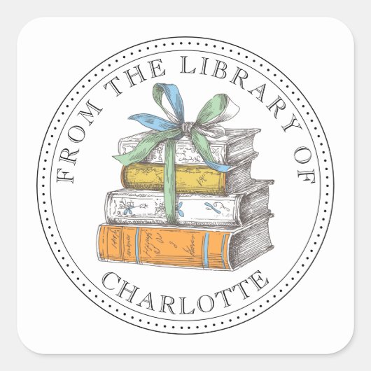 Sticker Carré De La Bibliothèque D'illustration De Ex-Libris (Devant)