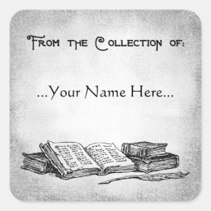 Sticker Carré De la collection de livres Quill Editable Étiquett