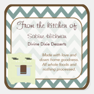 Sticker Carré De la cuisine de Chevron Petit bleu/Brown