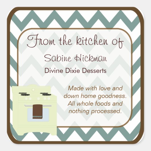 Sticker Carré De la cuisine de Chevron Petit bleu/Brown (Devant)