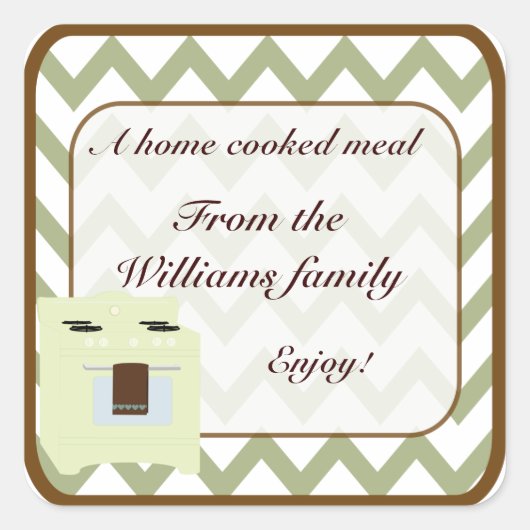 Sticker Carré De la cuisine de Chevron Petit Vert/Brown (Devant)