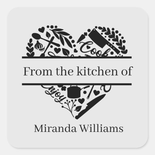 Sticker Carré De la cuisine de nom d'ajouter (Devant)