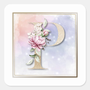 Sticker Carré de la florale P Monogram Burgundy