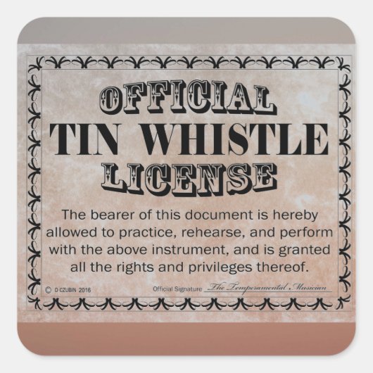 Sticker Carré de la licence de sifflet en tin (Devant)