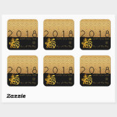 Sticker Carré de l'année 2018 du chien motif japon (Feuille)