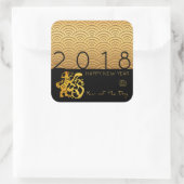 Sticker Carré de l'année 2018 du chien motif japon (Sac)