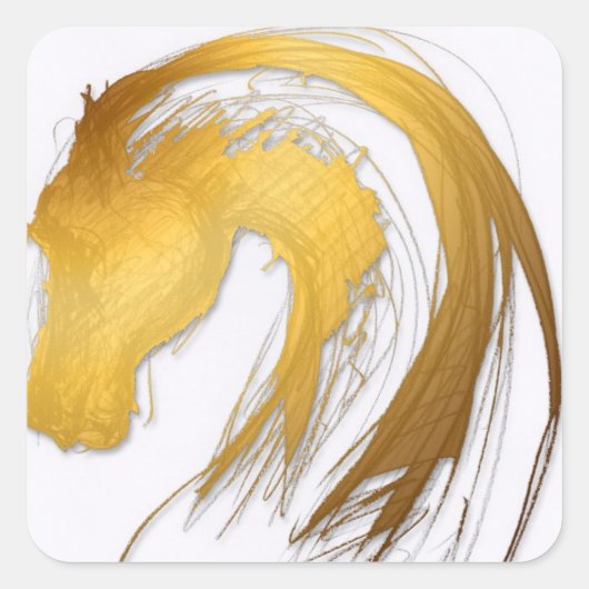 Sticker Carré de l'année du cheval chinois d'or (Devant)