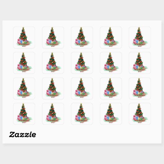 Sticker Carré de l'arbre de Noël (Feuille)