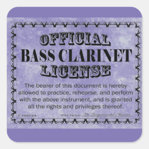 Sticker Carré de licence Bass Clarinet