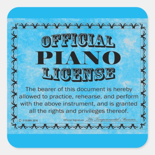 Sticker Carré de licence de piano (Devant)