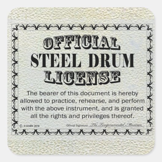 Sticker Carré de licence de tambour en acier (Devant)